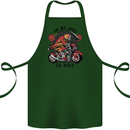 Biker On My Way to Hell Motorbike Skull Cotton Apron 100% Organic Forest Green