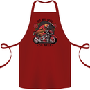 Biker On My Way to Hell Motorbike Skull Cotton Apron 100% Organic Maroon