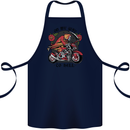 Biker On My Way to Hell Motorbike Skull Cotton Apron 100% Organic Navy Blue