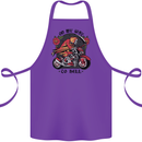Biker On My Way to Hell Motorbike Skull Cotton Apron 100% Organic Purple