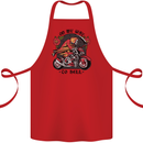 Biker On My Way to Hell Motorbike Skull Cotton Apron 100% Organic Red