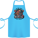 Biker On My Way to Hell Motorbike Skull Cotton Apron 100% Organic Turquoise
