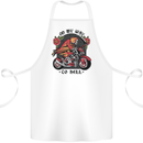 Biker On My Way to Hell Motorbike Skull Cotton Apron 100% Organic White