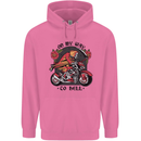 Biker On My Way to Hell Motorbike Skull Mens 80% Cotton Hoodie Azelea