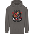 Biker On My Way to Hell Motorbike Skull Mens 80% Cotton Hoodie Charcoal
