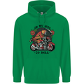 Biker On My Way to Hell Motorbike Skull Mens 80% Cotton Hoodie Irish Green