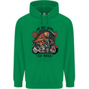 Biker On My Way to Hell Motorbike Skull Mens 80% Cotton Hoodie Irish Green
