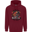 Biker On My Way to Hell Motorbike Skull Mens 80% Cotton Hoodie Maroon