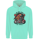 Biker On My Way to Hell Motorbike Skull Mens 80% Cotton Hoodie Peppermint