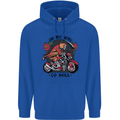 Biker On My Way to Hell Motorbike Skull Mens 80% Cotton Hoodie Royal Blue