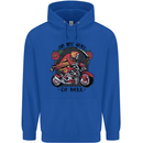 Biker On My Way to Hell Motorbike Skull Mens 80% Cotton Hoodie Royal Blue