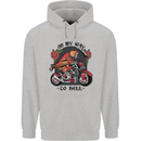 Biker On My Way to Hell Motorbike Skull Mens 80% Cotton Hoodie Sports Grey
