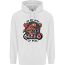 Biker On My Way to Hell Motorbike Skull Mens 80% Cotton Hoodie White