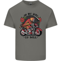 Biker On My Way to Hell Motorbike Skull Mens Cotton T-Shirt Tee Top Charcoal