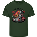 Biker On My Way to Hell Motorbike Skull Mens Cotton T-Shirt Tee Top Forest Green