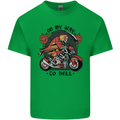 Biker On My Way to Hell Motorbike Skull Mens Cotton T-Shirt Tee Top Irish Green