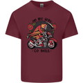Biker On My Way to Hell Motorbike Skull Mens Cotton T-Shirt Tee Top Maroon