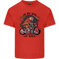 Biker On My Way to Hell Motorbike Skull Mens Cotton T-Shirt Tee Top Red