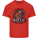 Biker On My Way to Hell Motorbike Skull Mens Cotton T-Shirt Tee Top Red