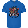 Biker On My Way to Hell Motorbike Skull Mens Cotton T-Shirt Tee Top Royal Blue