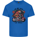 Biker On My Way to Hell Motorbike Skull Mens Cotton T-Shirt Tee Top Royal Blue