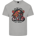 Biker On My Way to Hell Motorbike Skull Mens Cotton T-Shirt Tee Top Sports Grey
