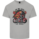 Biker On My Way to Hell Motorbike Skull Mens Cotton T-Shirt Tee Top Sports Grey