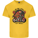 Biker On My Way to Hell Motorbike Skull Mens Cotton T-Shirt Tee Top Yellow
