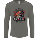 Biker On My Way to Hell Motorbike Skull Mens Long Sleeve T-Shirt Charcoal