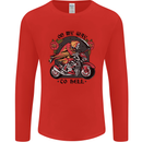 Biker On My Way to Hell Motorbike Skull Mens Long Sleeve T-Shirt Red