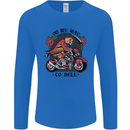 Biker On My Way to Hell Motorbike Skull Mens Long Sleeve T-Shirt Royal Blue