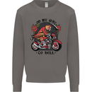 Biker On My Way to Hell Motorbike Skull Mens Sweatshirt Jumper Charcoal