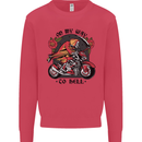 Biker On My Way to Hell Motorbike Skull Mens Sweatshirt Jumper Heliconia