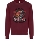 Biker On My Way to Hell Motorbike Skull Mens Sweatshirt Jumper Maroon