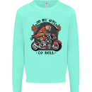 Biker On My Way to Hell Motorbike Skull Mens Sweatshirt Jumper Peppermint