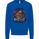 Biker On My Way to Hell Motorbike Skull Mens Sweatshirt Jumper Royal Blue