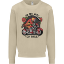 Biker On My Way to Hell Motorbike Skull Mens Sweatshirt Jumper Sand