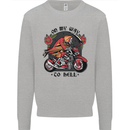Biker On My Way to Hell Motorbike Skull Mens Sweatshirt Jumper Sports Grey