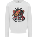 Biker On My Way to Hell Motorbike Skull Mens Sweatshirt Jumper White