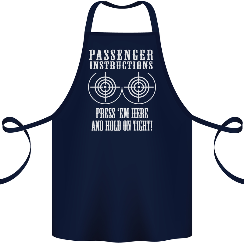 Biker Passenger Instructions Motorcycle Cotton Apron 100% Organic Navy Blue