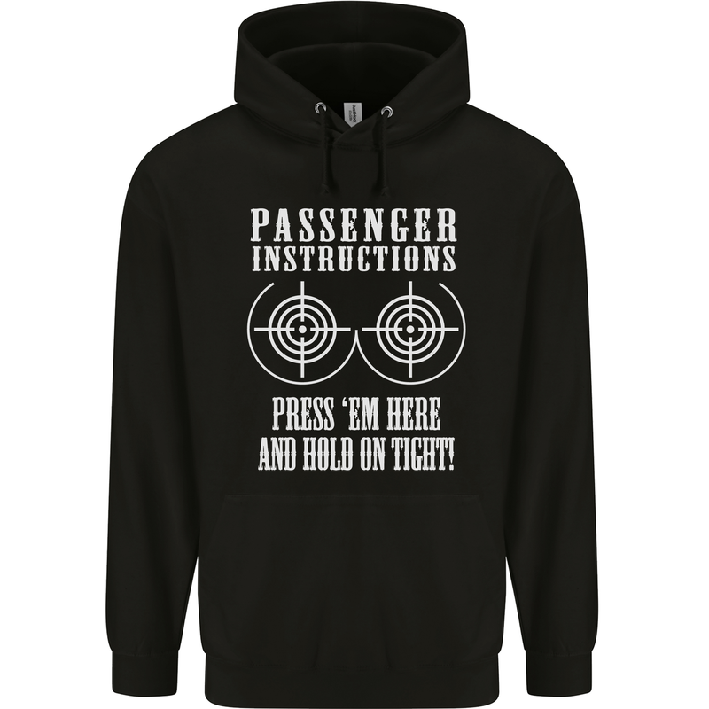 Biker Passenger Instructions Motorcycle Mens 80% Cotton Hoodie Black