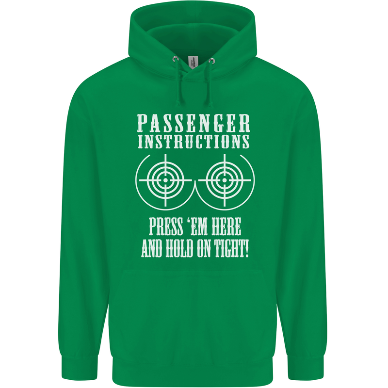 Biker Passenger Instructions Motorcycle Mens 80% Cotton Hoodie Irish Green