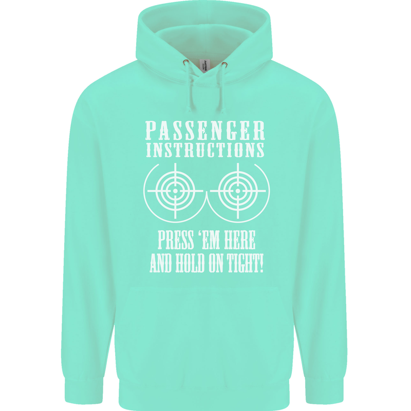 Biker Passenger Instructions Motorcycle Mens 80% Cotton Hoodie Peppermint