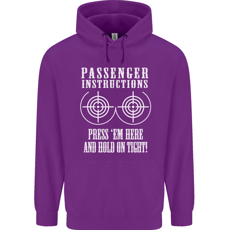 Biker Passenger Instructions Motorcycle Mens 80% Cotton Hoodie Purple