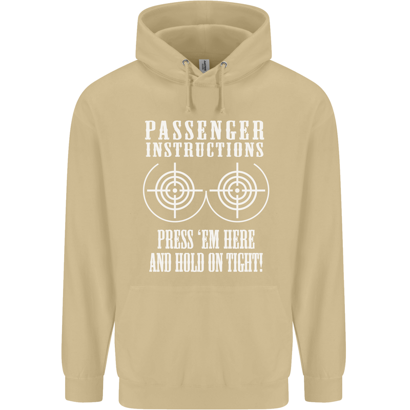 Biker Passenger Instructions Motorcycle Mens 80% Cotton Hoodie Sand