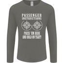 Biker Passenger Instructions Motorcycle Mens Long Sleeve T-Shirt Charcoal