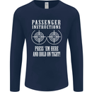 Biker Passenger Instructions Motorcycle Mens Long Sleeve T-Shirt Navy Blue