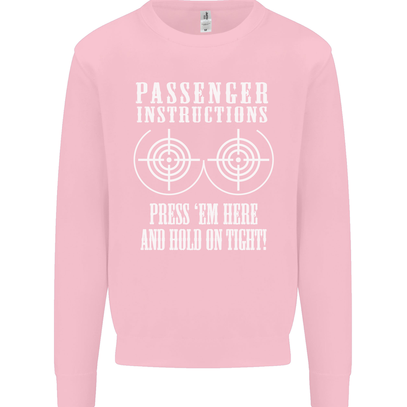 Biker Passenger Instructions Motorcycle Mens Sweatshirt Jumper Light Pink