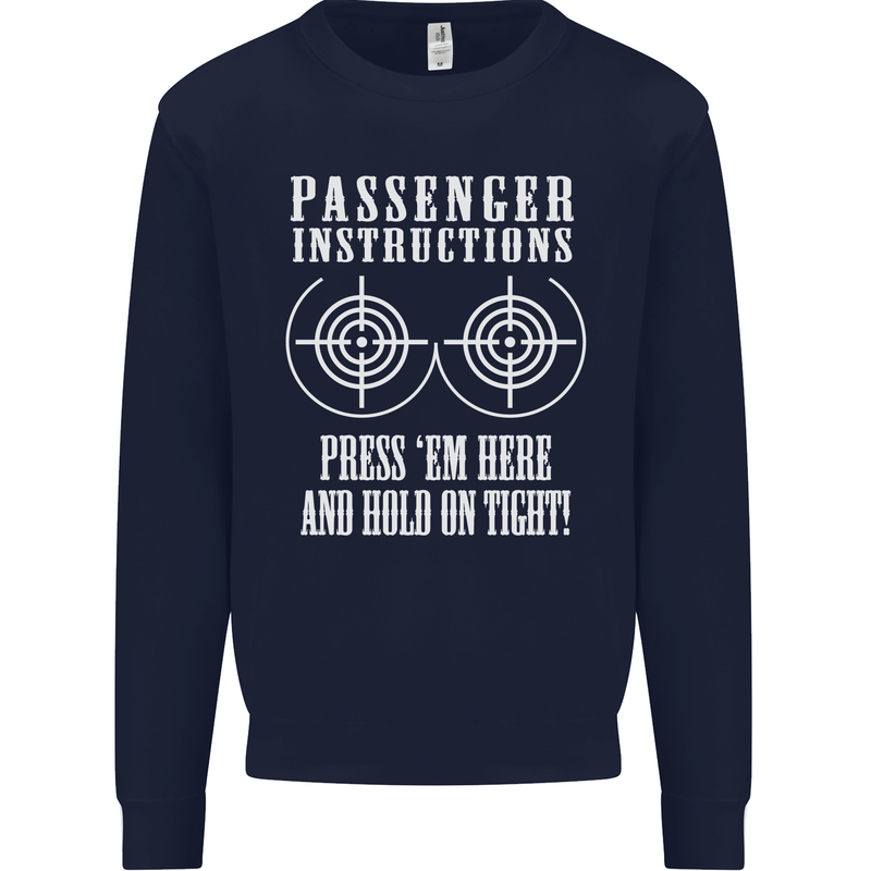 Biker Passenger Instructions Motorcycle Mens Sweatshirt Jumper Navy Blue