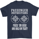 Biker Passenger Instructions Motorcycle Mens T-Shirt Cotton Gildan Navy Blue